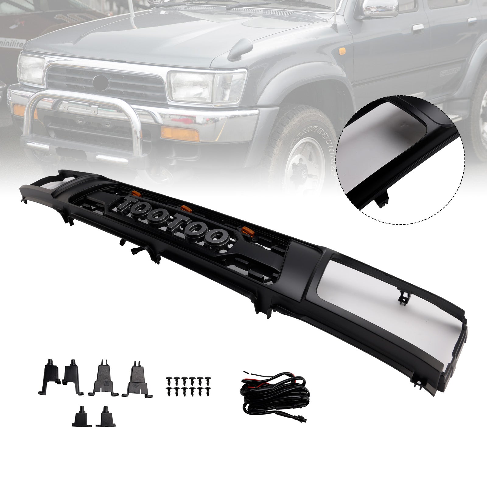 Led Front Grille Bumper for 1992 1993 1994 1995 Toyota 4Runner Matte Black