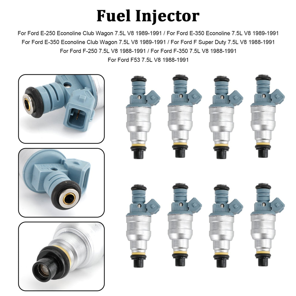 Ford E-250 E-350 7.5L V8 Fuel Injector Set 1988-1991 0280150759 822-11120 8 Piece