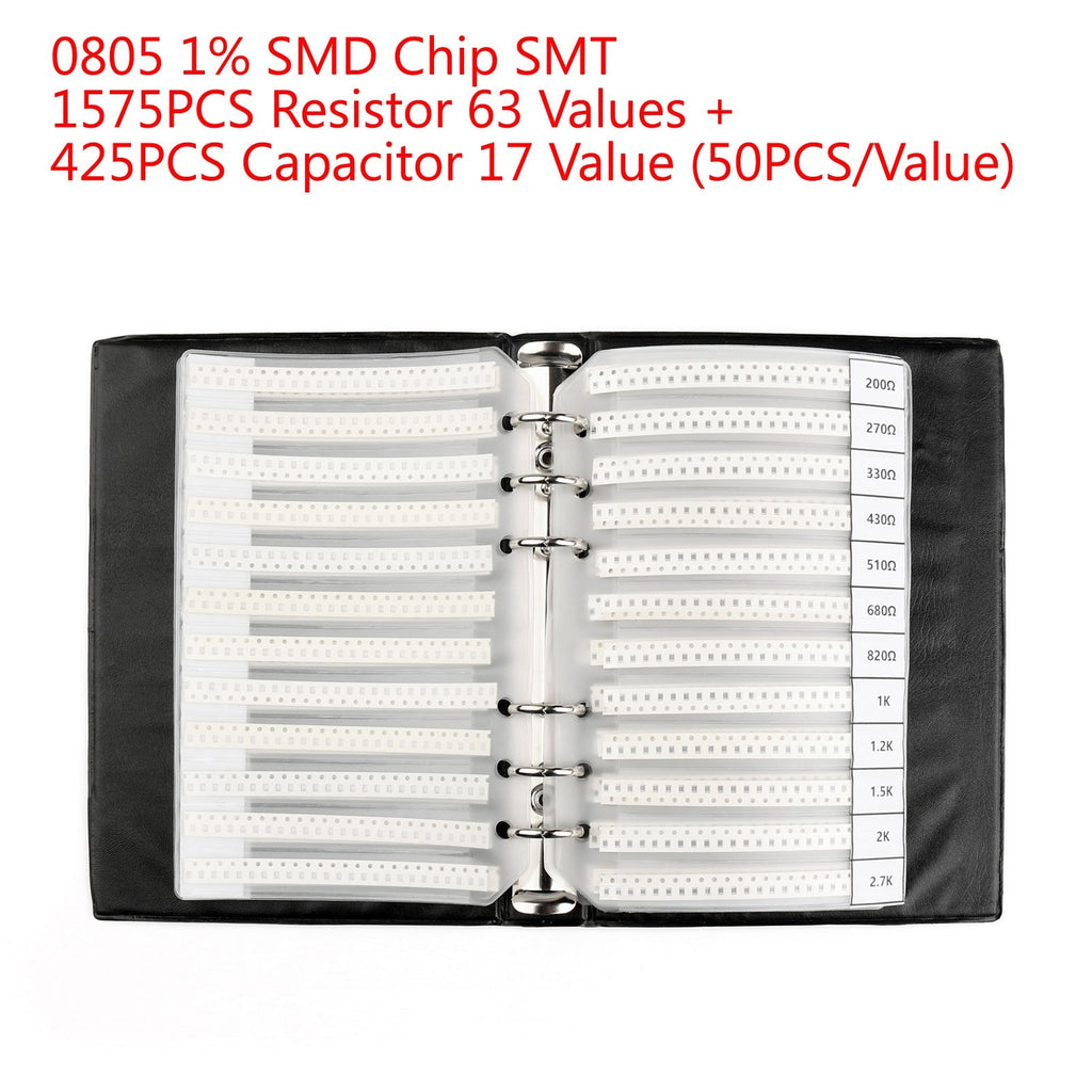 0805 SMD SMT Resistor Capacitor Component Assortment 2000PCS 1% Tolerance 80 Values Sample Collection