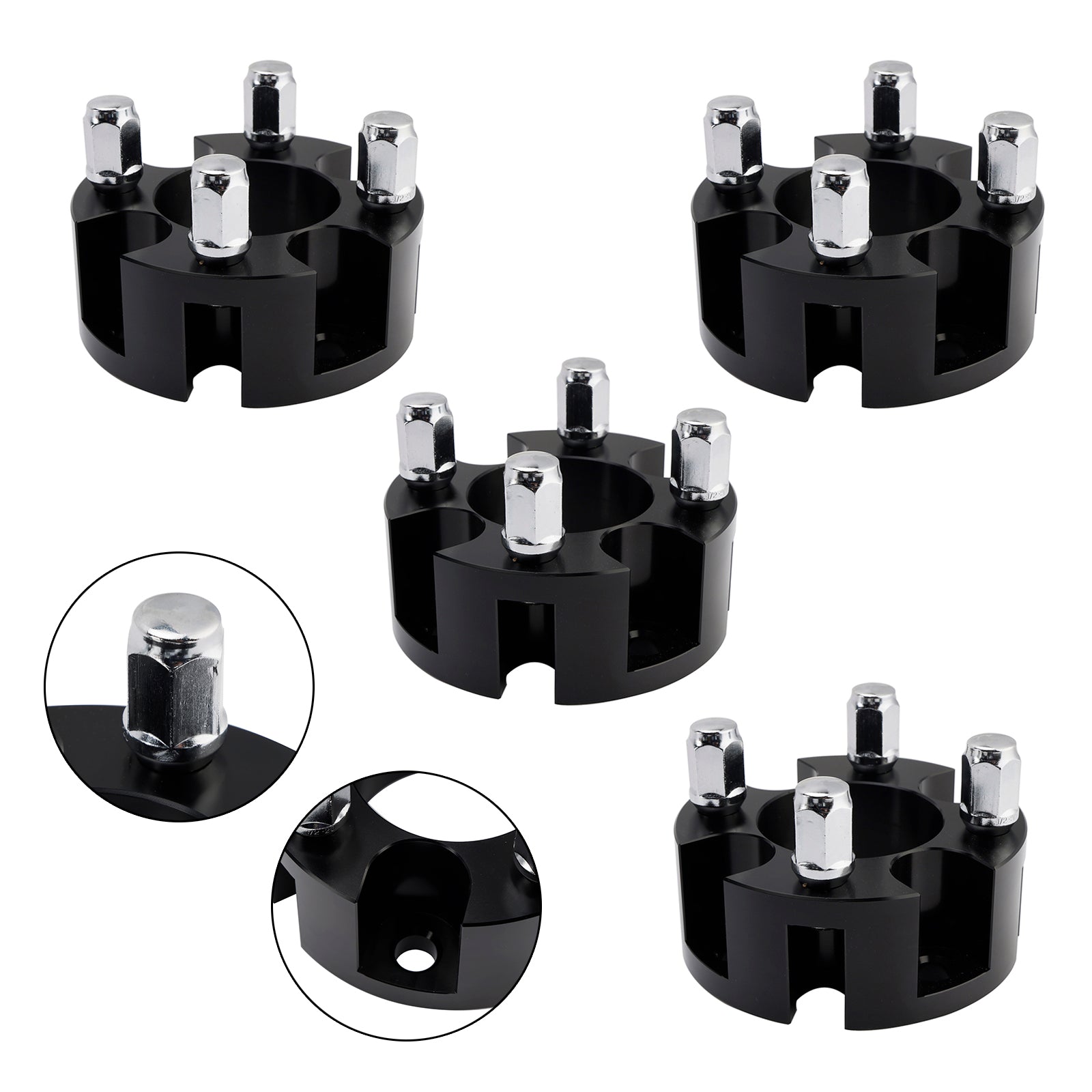2 Inch Wheel Spacers for Golf Carts with Lug Nuts - Yamaha Club Car EzGo Black