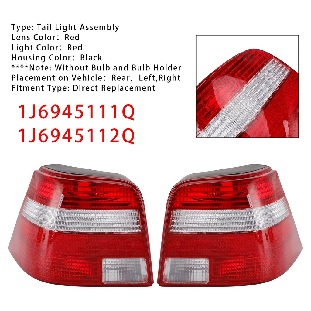 1997-2005 Volkswagen Golf MK4 Hatchback Pair Tail Light Lamps J6945111Q 12Q