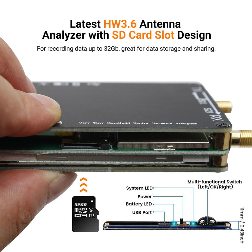 Upgraded 2.8-Inch NanoVNA Plus Handheld Vector Network Analyzer 50kHz to 2.7GHz