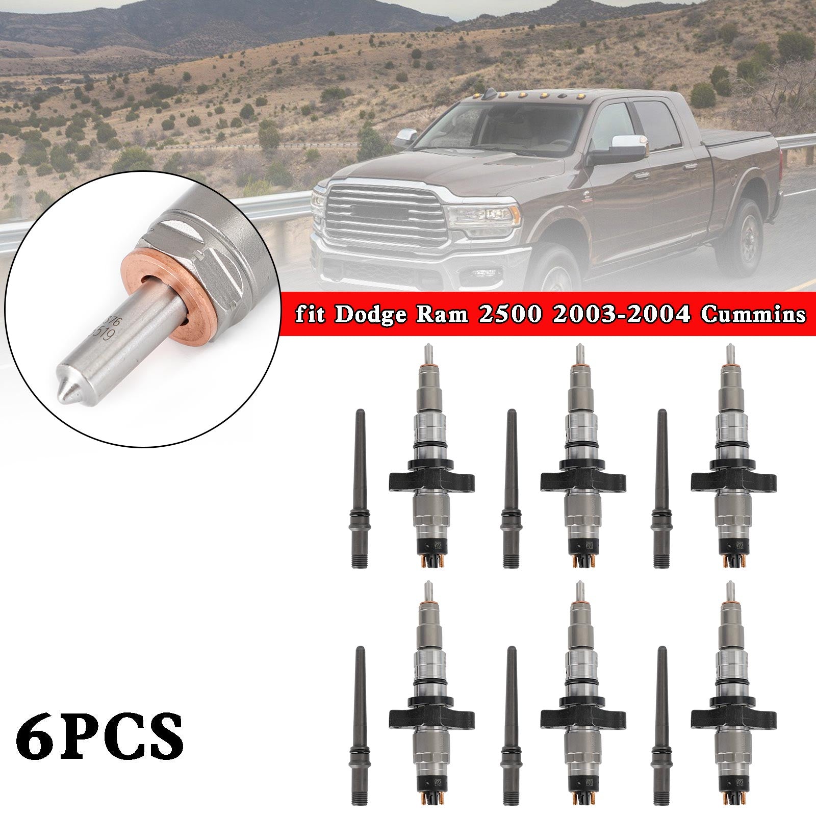 Diesel Fuel Injector 0445120255 for 2003-2004 Dodge Ram 2500 3500 5.9L Early Production Common Rail - 1PCS/6PCS