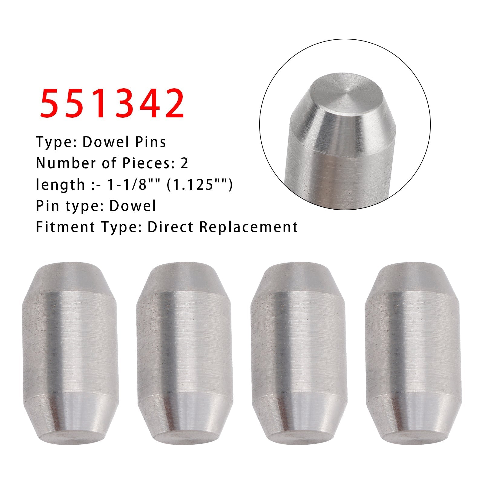 Replacement Steel Dowel Alignment Pins 551342 Engine Transmission Connection - 2 Pack