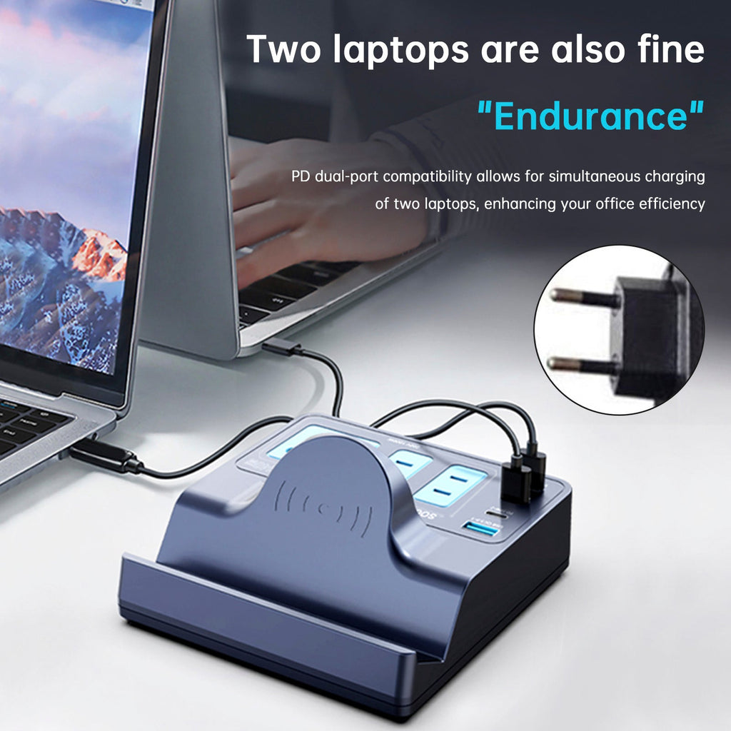 140W Fast Charging Smart Socket with Wireless PD100W Technology Notebook and Smartphone Charger EU Plug