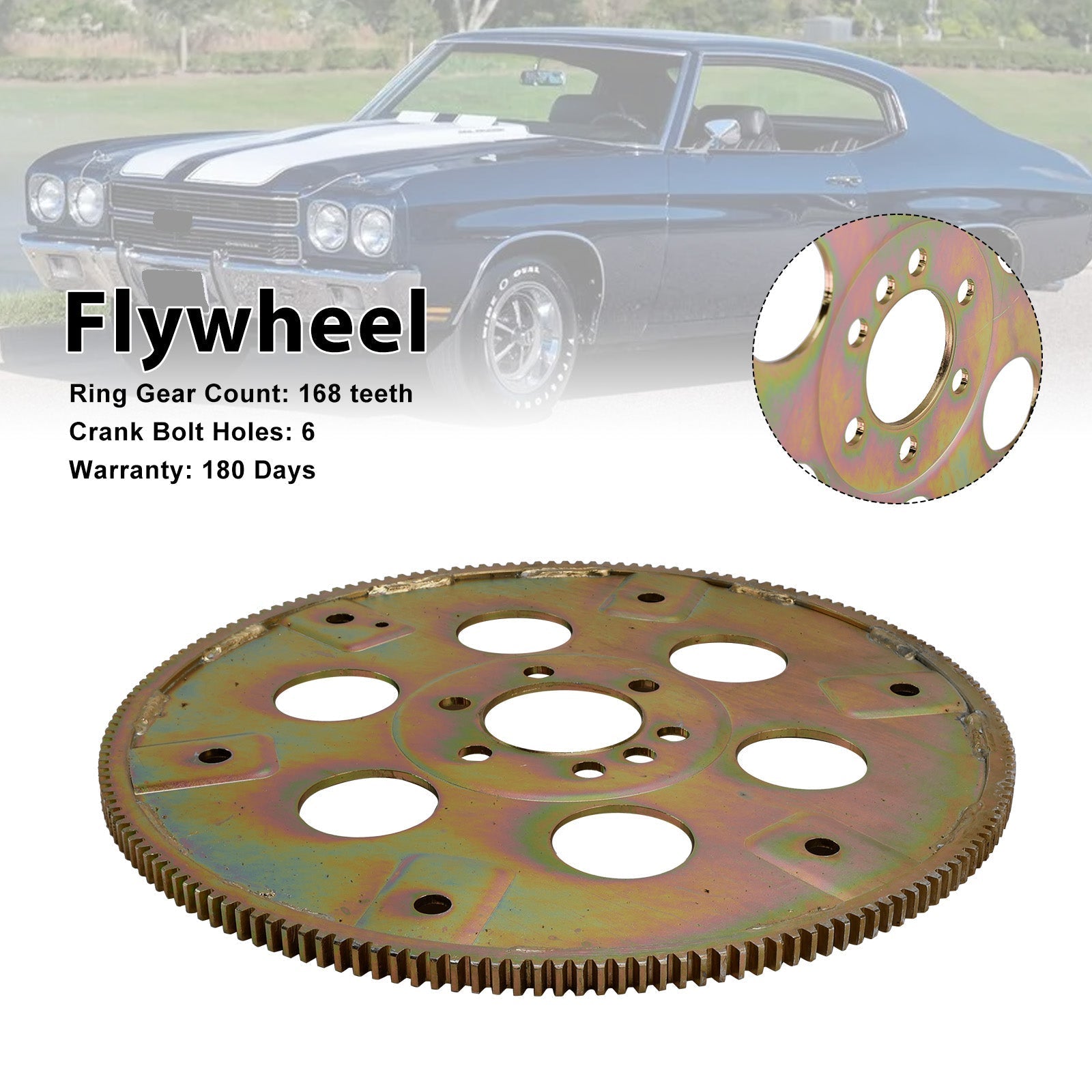 1970 to 1990 Chevy 454 Steel Flexplate 168 Teeth White Zinc External 1845400