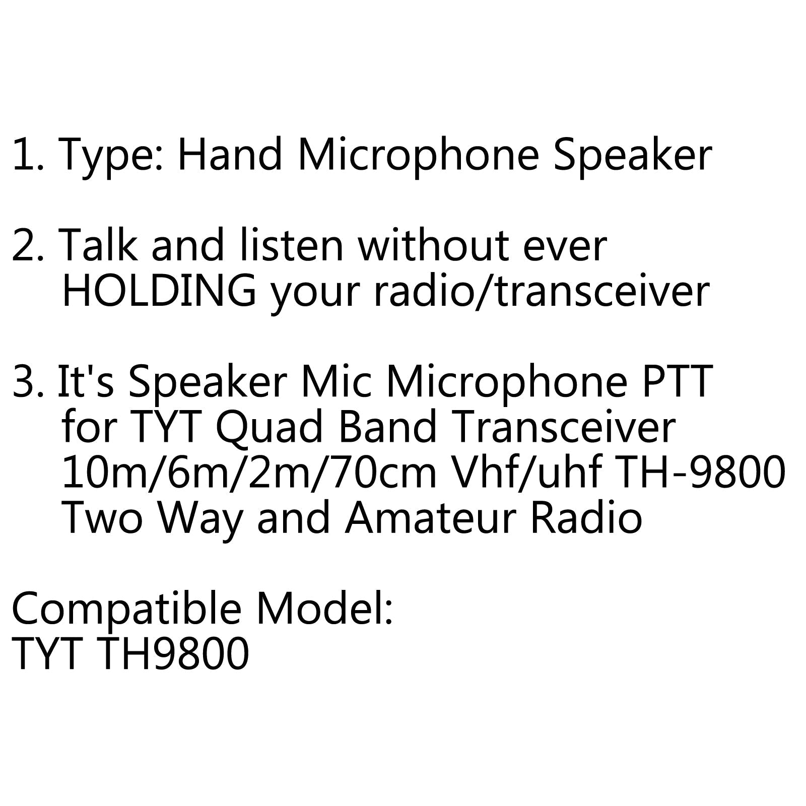 1Pc Professional Handheld Microphone for TYT TH9800 UHF Car Mobile Radio