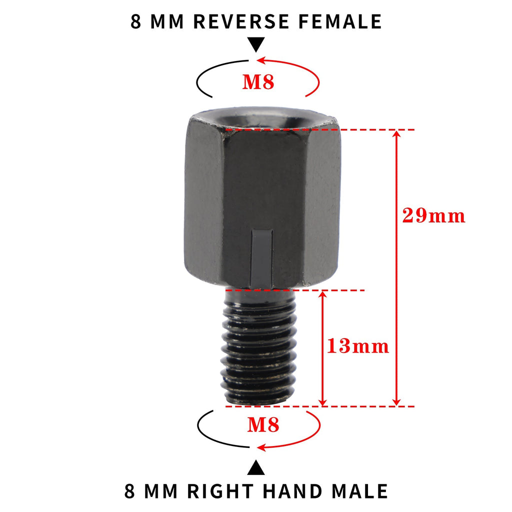 8mm Reverse Thread to Standard Motorcycle Scooter Mirror Adaptor Set of 2