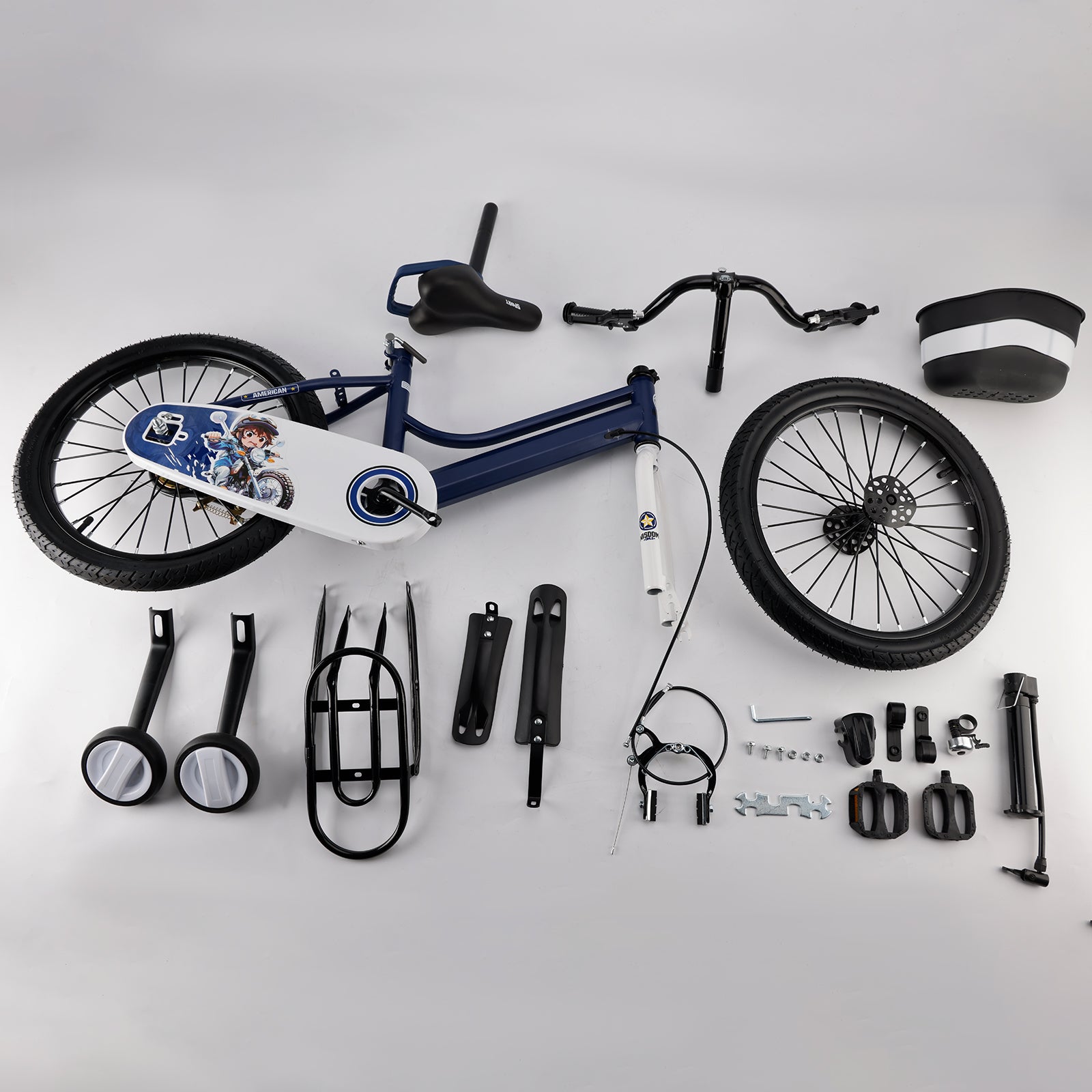 16" and 18" Youth Bike with Stabilizer Wheels, Front Basket and Luggage Rack