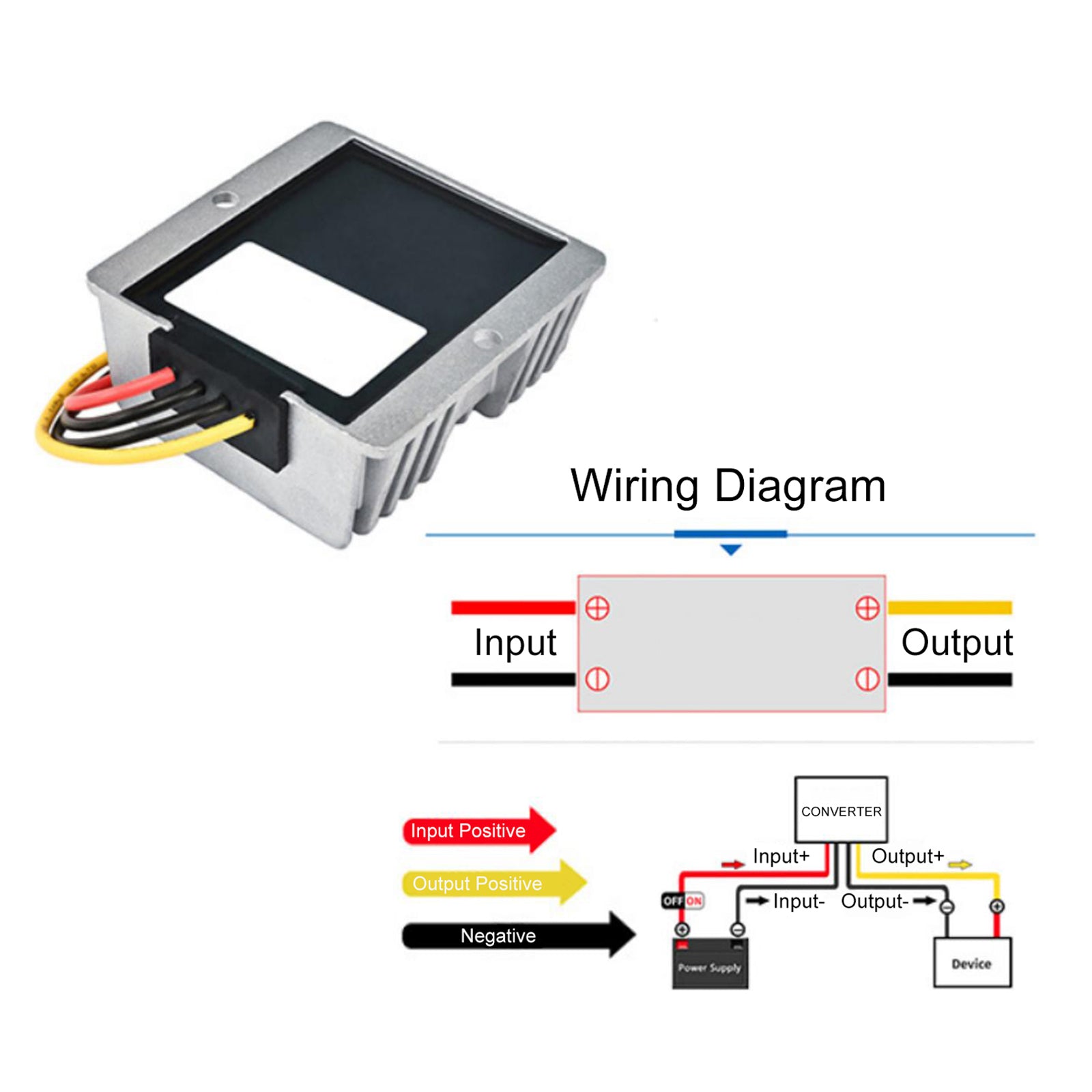 15 Amp Waterproof Step Down Voltage Regulator 30-90V Input 12V DC/DC Converter