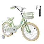 16" Child Bicycle Girls Bike with auxiliary wheels & Rack & Basket Green