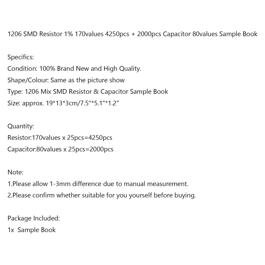 170 Values 1% SMD Resistor Capacitor Assortment 0201 0402 0603 0805 1206 Sample Collection