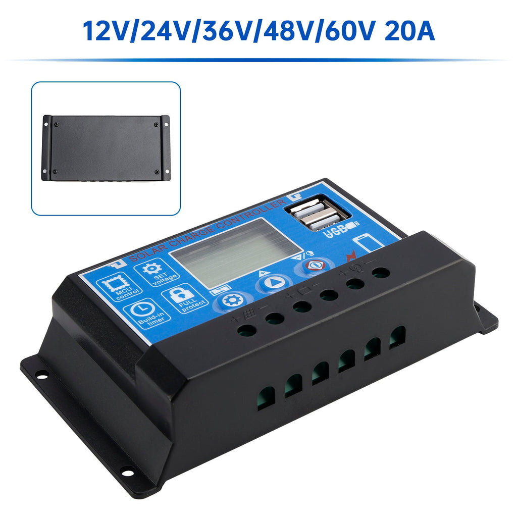 0V Start PWM Solar Charge Controller 12V to 60V Display Current Street Light Control