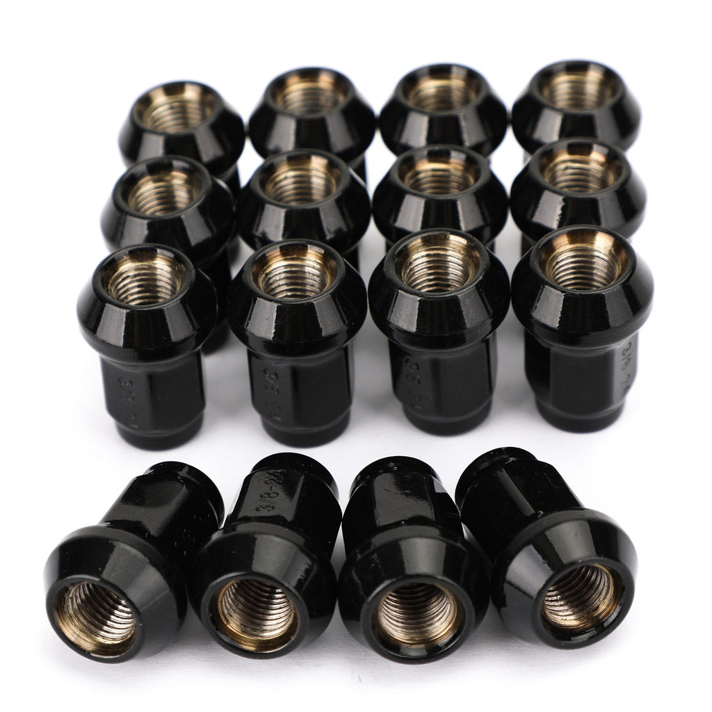 16 Piece 3/8" 24 Tapered Black Lug Nuts Compatible with Polaris Ranger RZR Sportsman XP