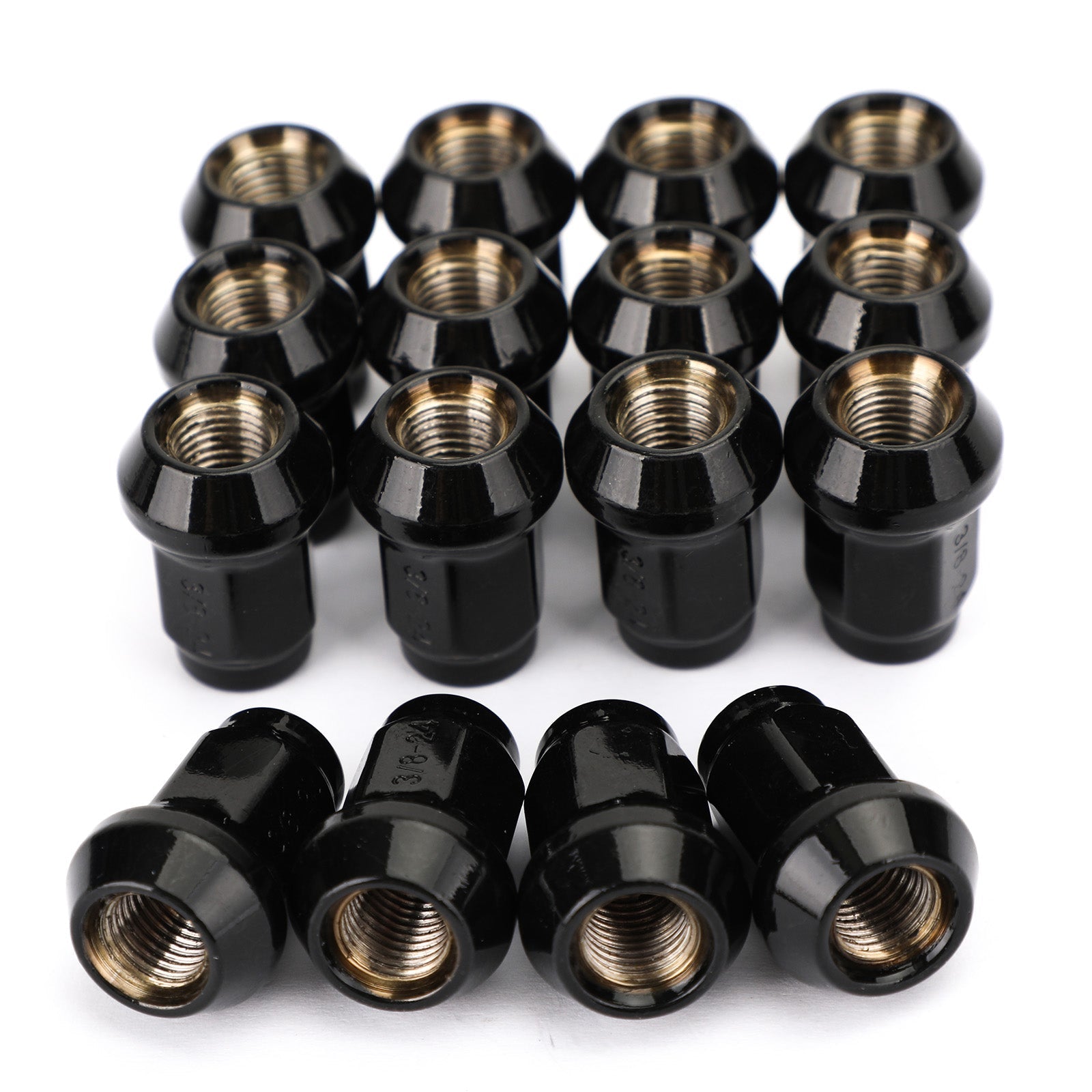 16 Piece 3/8" 24 Tapered Black Lug Nuts Compatible with Polaris Ranger RZR Sportsman XP