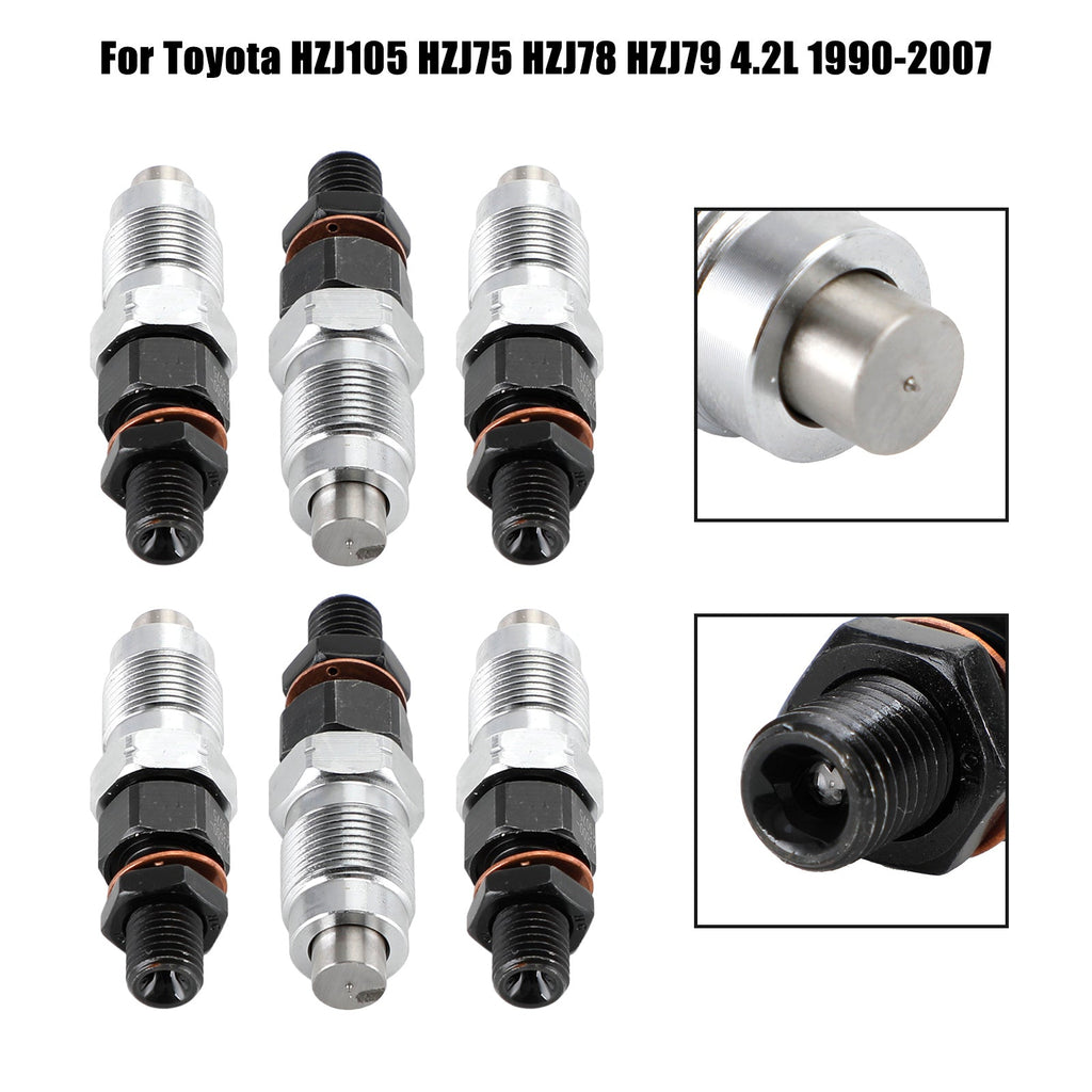 Toyota HZJ Series 6-Piece Fuel Injector Set 23600-19075 for 1990-2007 Models