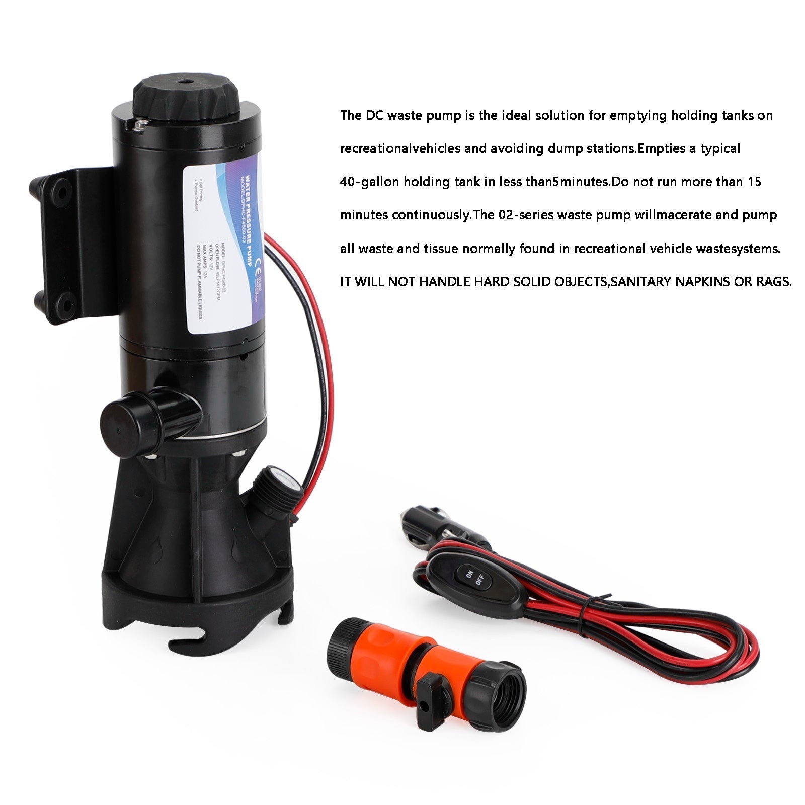 12V Portable Waste Water Macerator Pump for RV Sewage Processing Systems
