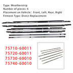 1996-1998 Lexus LX450 FZJ80 Door Belt Molding Trim Set 6 Pieces OEM Parts 75710-60011 75720-60011