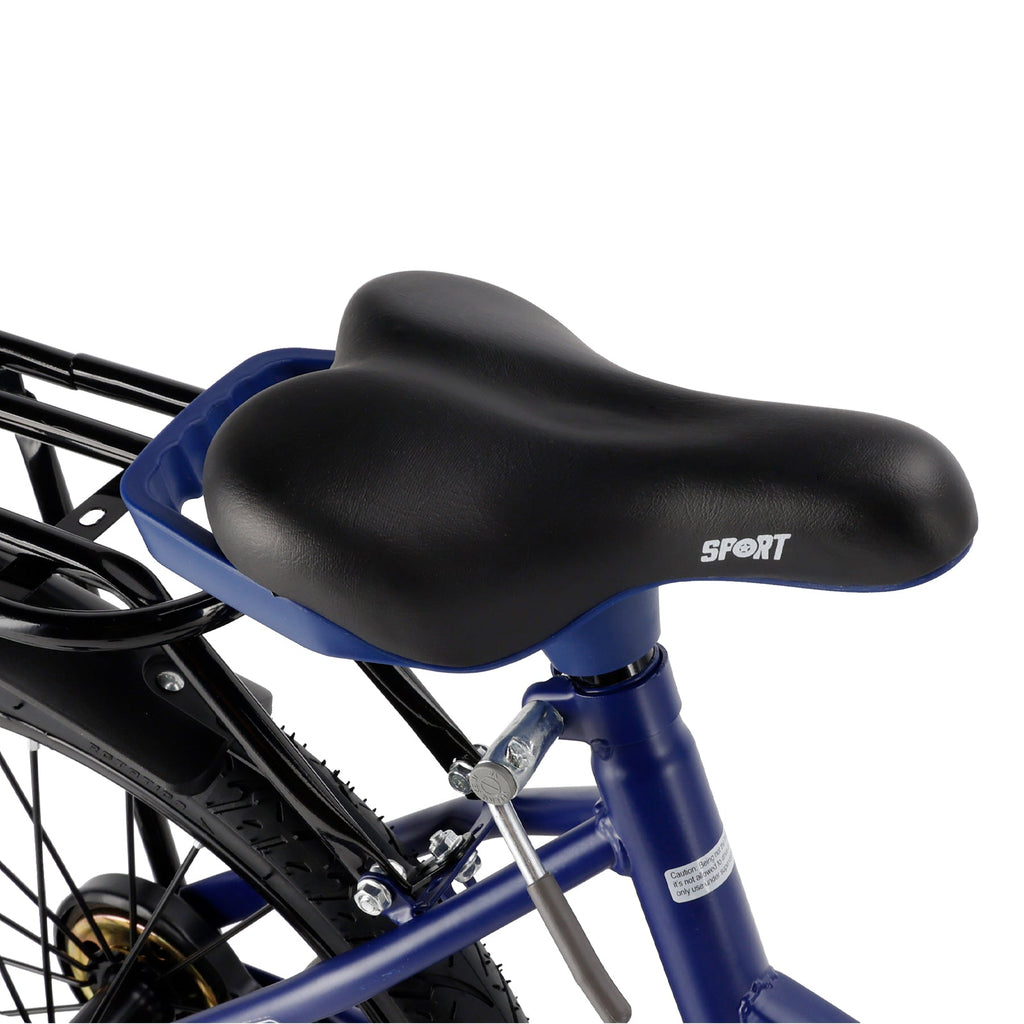 18-Inch Youth Bike featuring Stabilizer Wheels and Luggage Rack - Dark Blue
