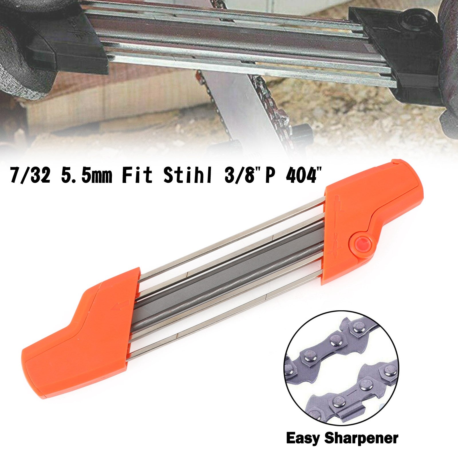 Easy 2-in-1 Chainsaw Sharpener Kit 7/32" 5.5mm for Stihl 3/8"P 404" Chain