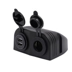 12V/24V Dual Socket Cigarette Lighter Charger Panel with 2 Hole Installation for Vehicles and Marine Use