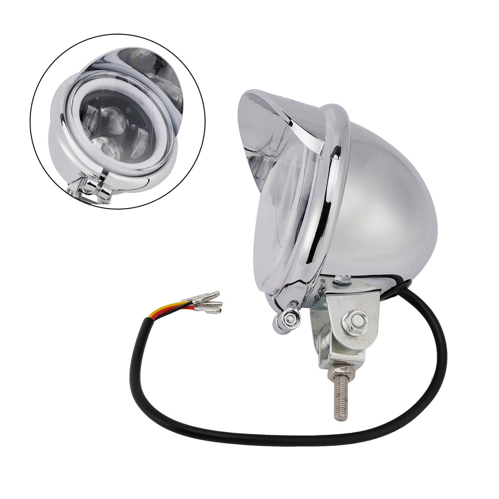 62 Headlight Lamp Spotlight Universal Coler Switch Fits Chrome For Motorcycle