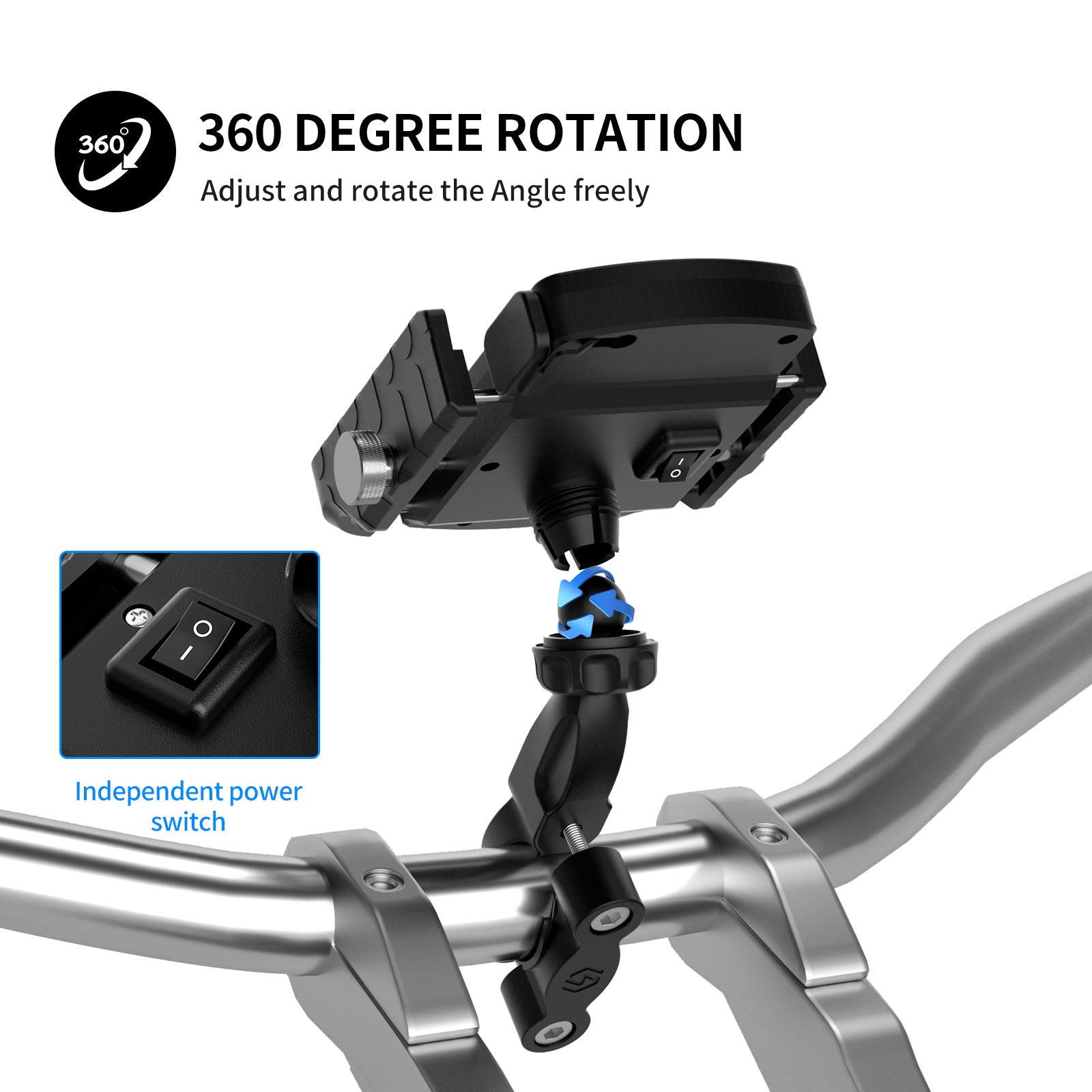 15W Fast Wireless Phone Charger Bracket with QC3.0 for Motorcycle and Scooter BlackB Generic