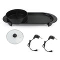Dual Function Electric Hot Pot and Barbecue Grill with Non-Stick Teppanyaki Cooking Plate