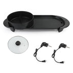 Dual Function Electric Hot Pot and Barbecue Grill with Non-Stick Teppanyaki Cooking Plate