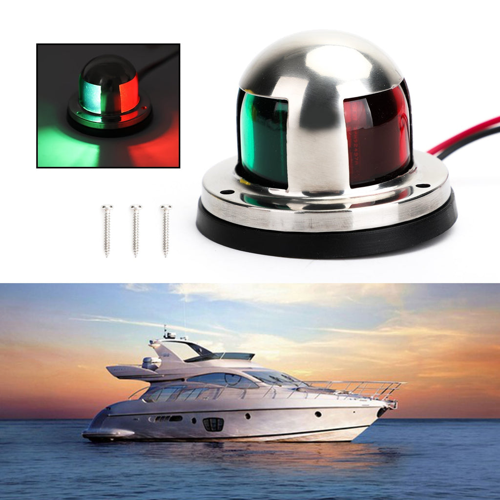 12V LED Bow Navigation Lights 2 in 1 Stainless Steel Marine Yacht Pontoon