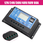12V to 60V Solar Charge Controller with PWM Display for Street Light Systems 0V Start
