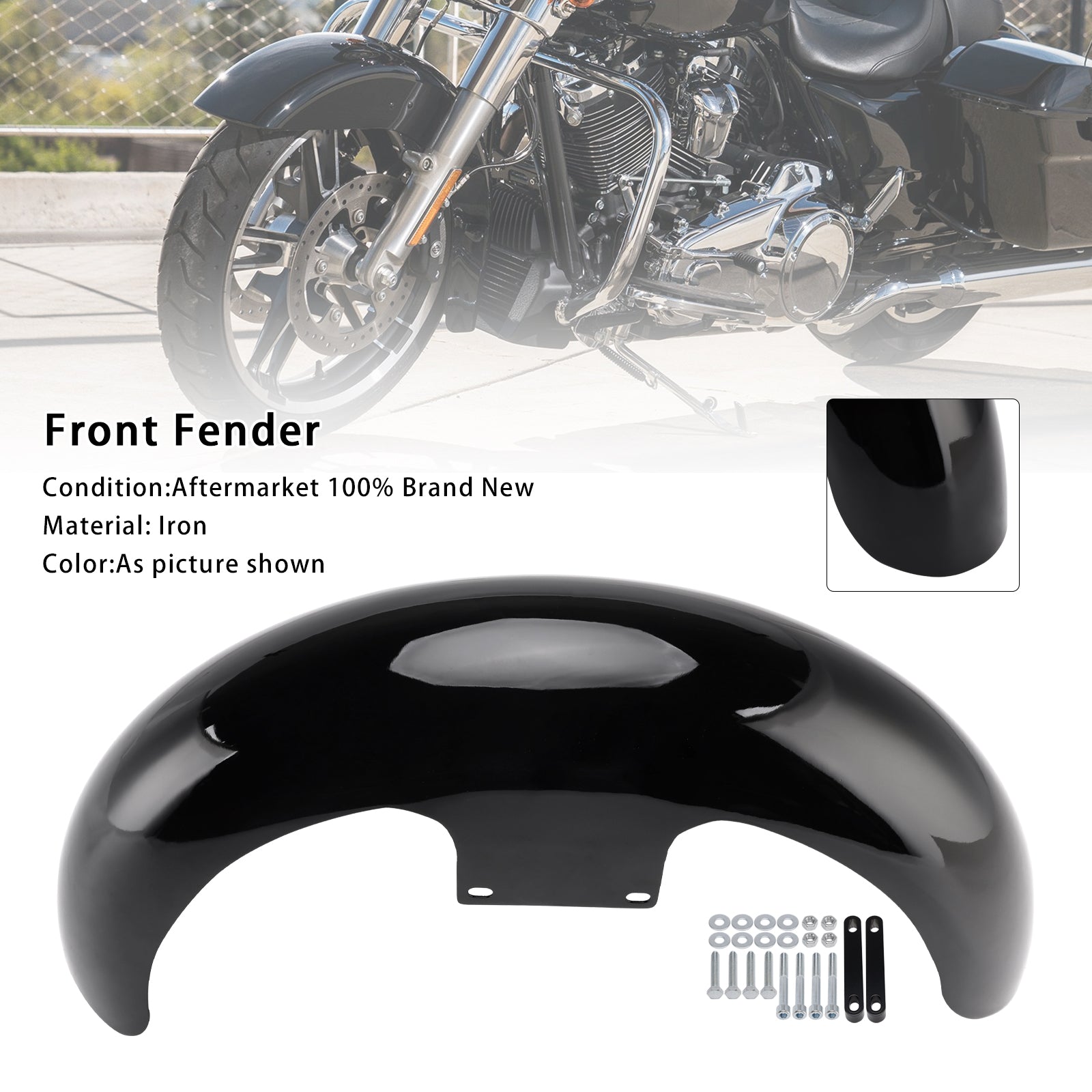 19" Front Fender Wrap Iron Fit 2023 2024 2025 Road Glide Street Glide CVO Touring