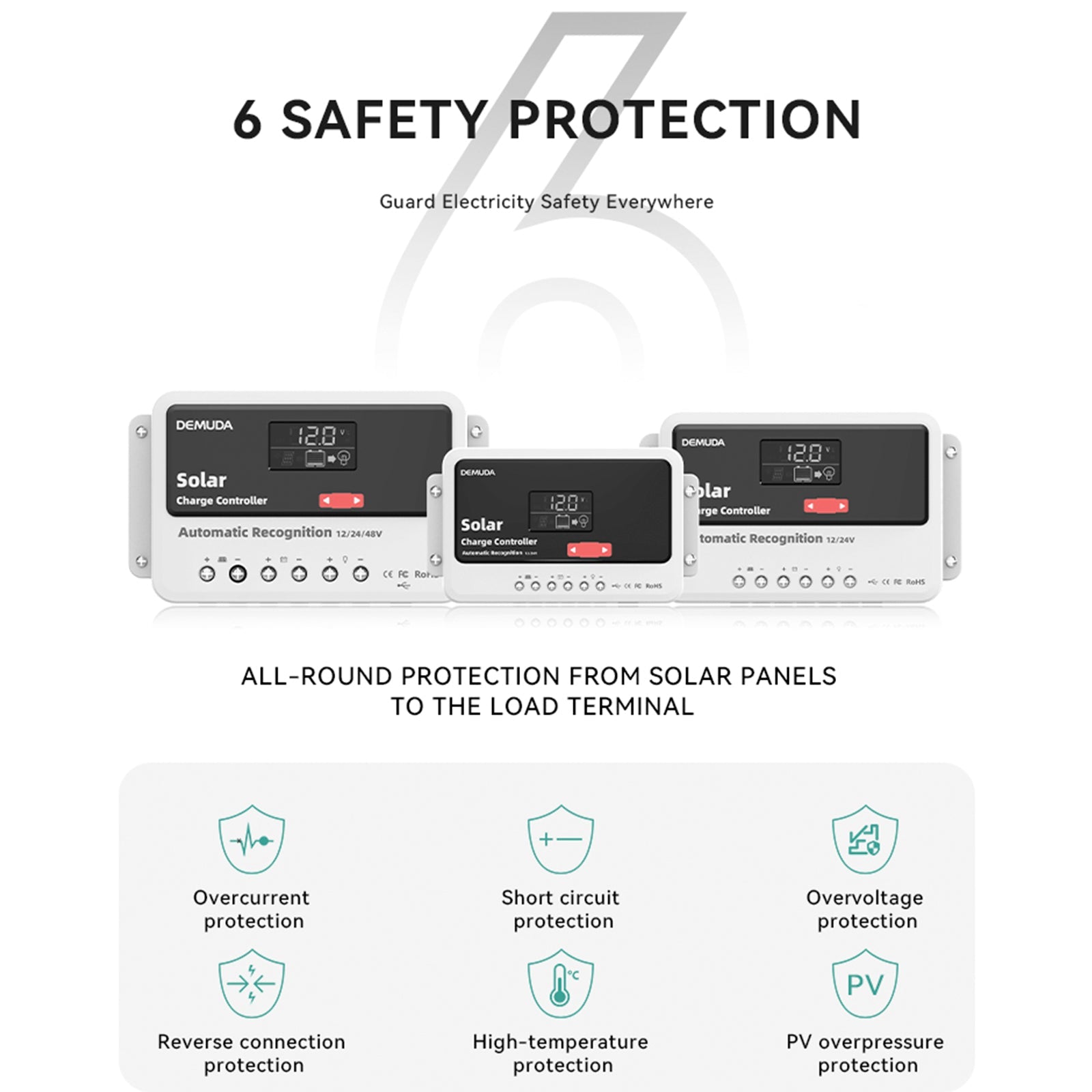 12V 24V 48V Auto Solar Controller PWM 10A-60A Iron Phosphate Lithium Battery