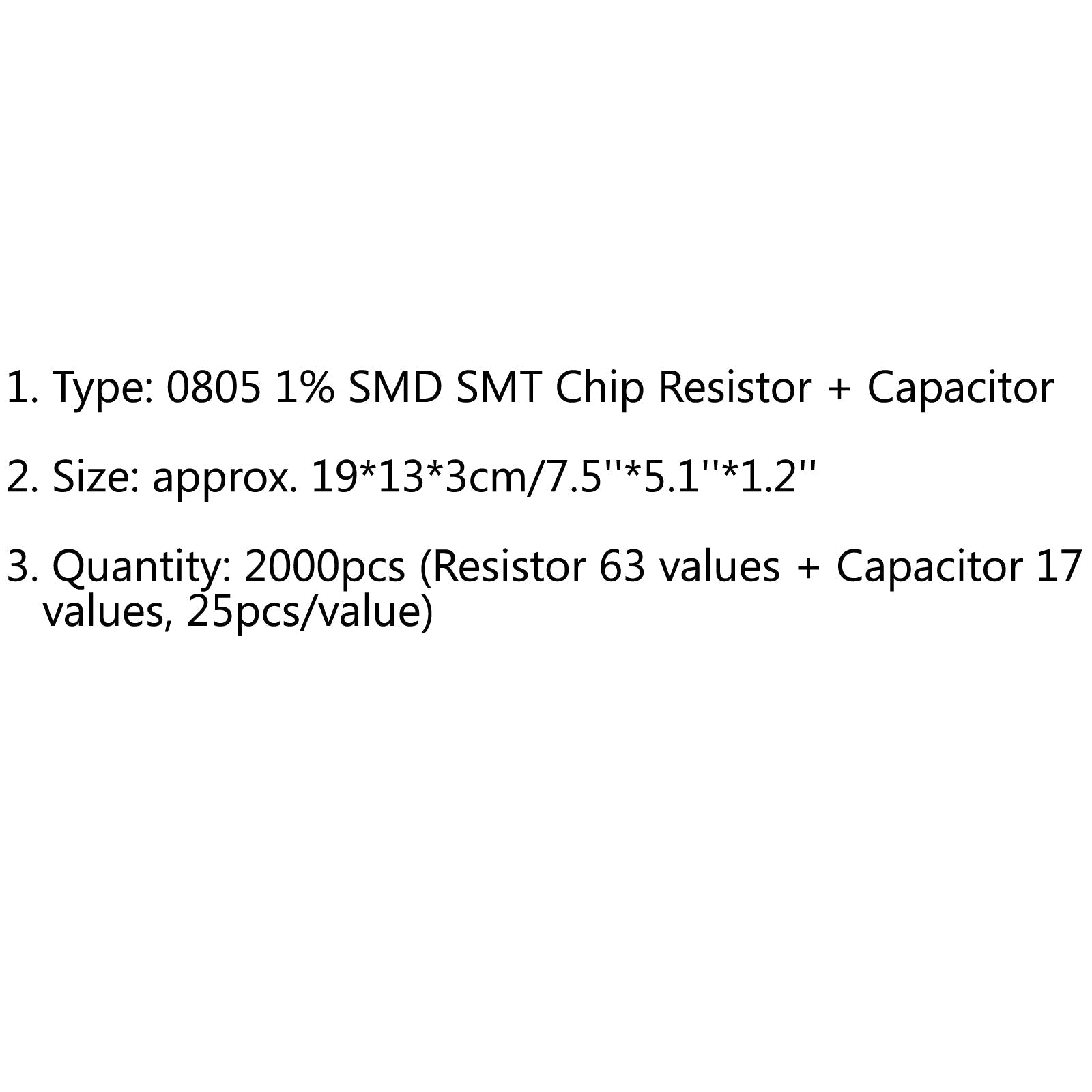 0805 SMD Resistor 63 Value Pack 2000PCS 1% Tolerance + Capacitor Sample Book 17 Values