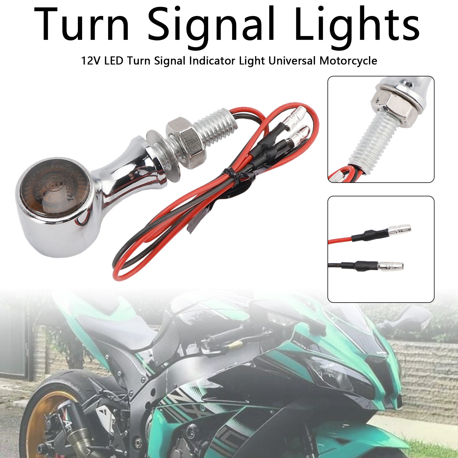 12V Universal Motorcycle LED Turn Signal Light 8mm for Suzuki