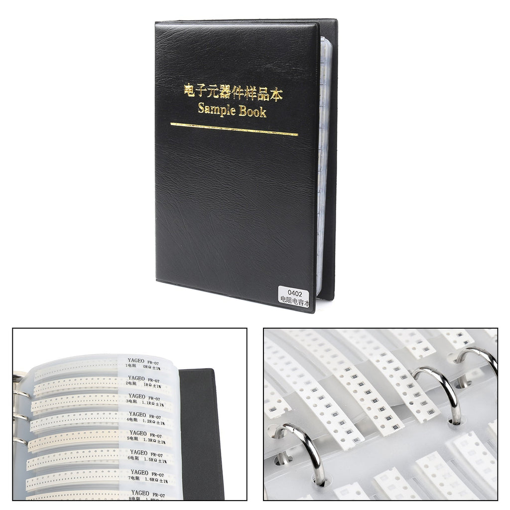 0201 0402 0603 0805 1206 170-Value 1% SMD Resistor and Capacitor Sample Assortment Book