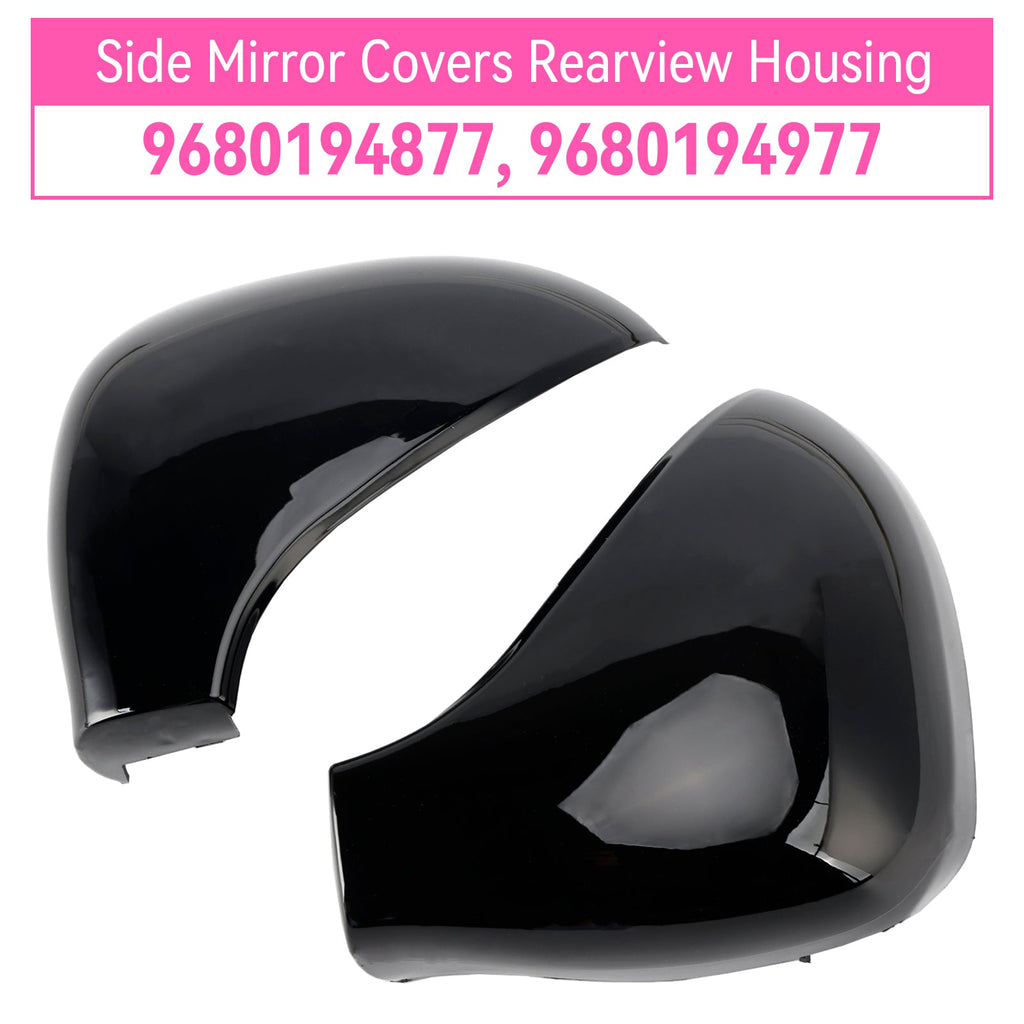 Bright Black Rearview Mirror Housing Covers Peugeot 207 Hatchback 2006-2015 9680194877