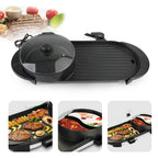 Non-Stick Electric Teppanyaki Pan and Hot Pot Grill 2-in-1 Portable Cooking System