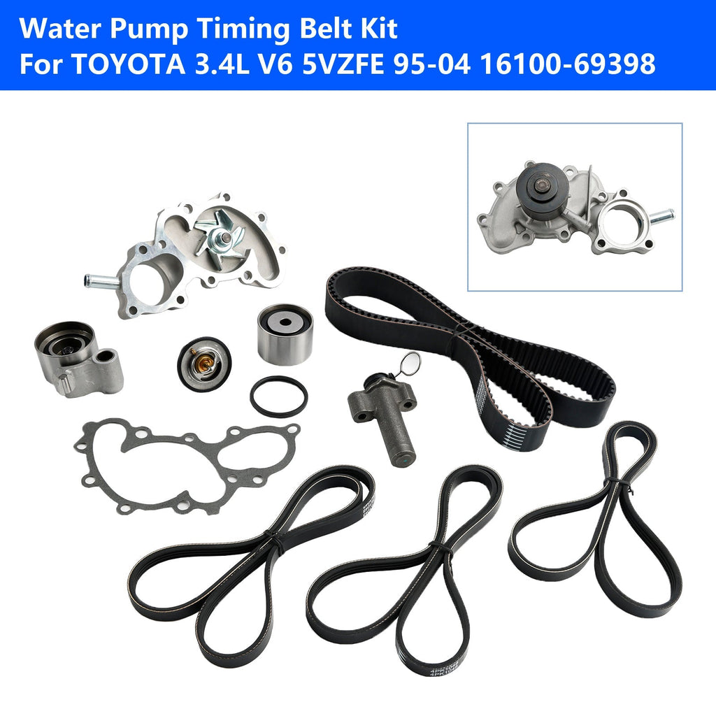 16100-69398 Water Pump Timing Belt Assembly Kit for 1995-2004 Toyota 3.4L V6 5VZFE