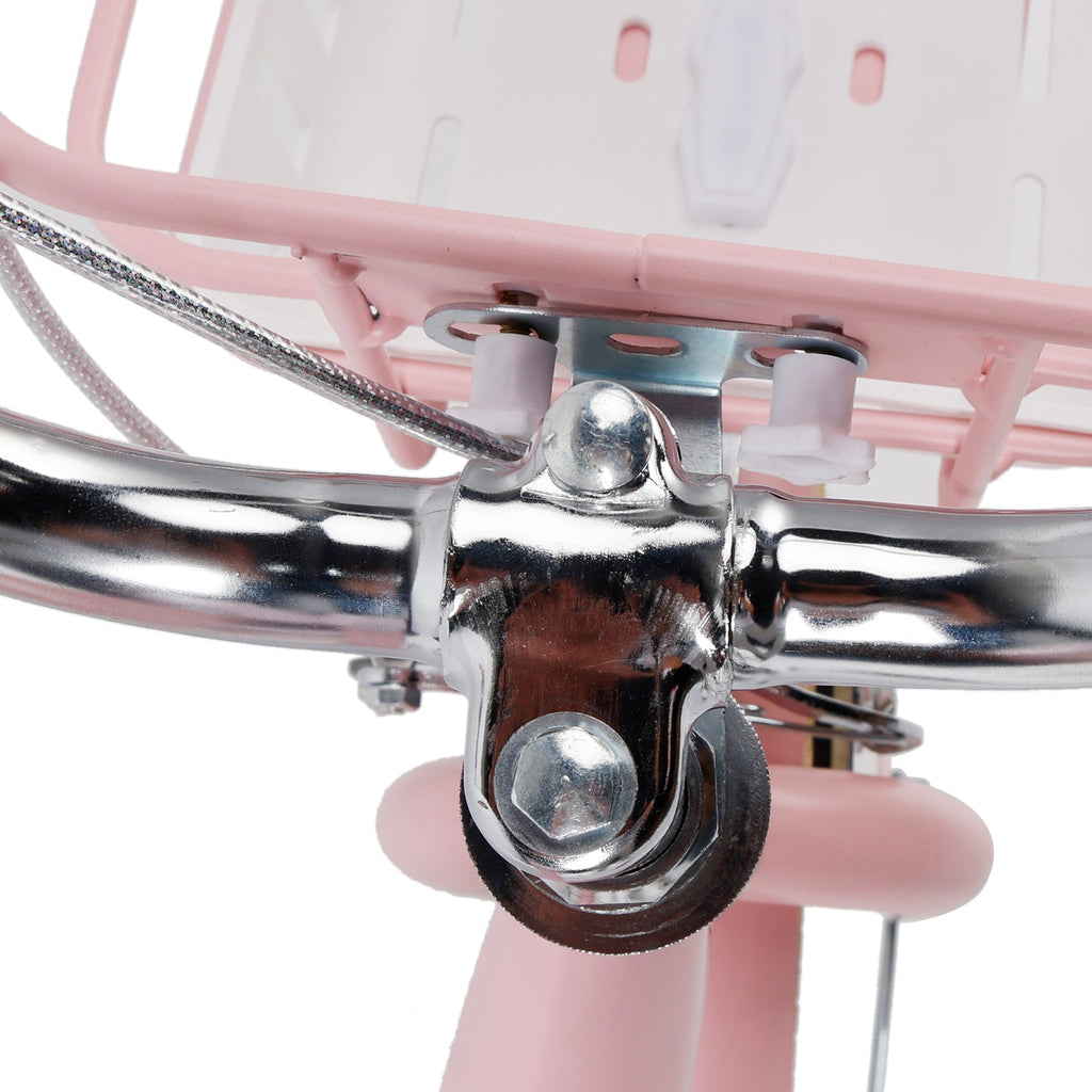 16 Inch Girls Bicycle with Training Wheels, Basket, and Rear Rack in Pink
