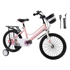 18" Youth Bike with Kickstand, Training Wheels and Baggage Rack - Pink