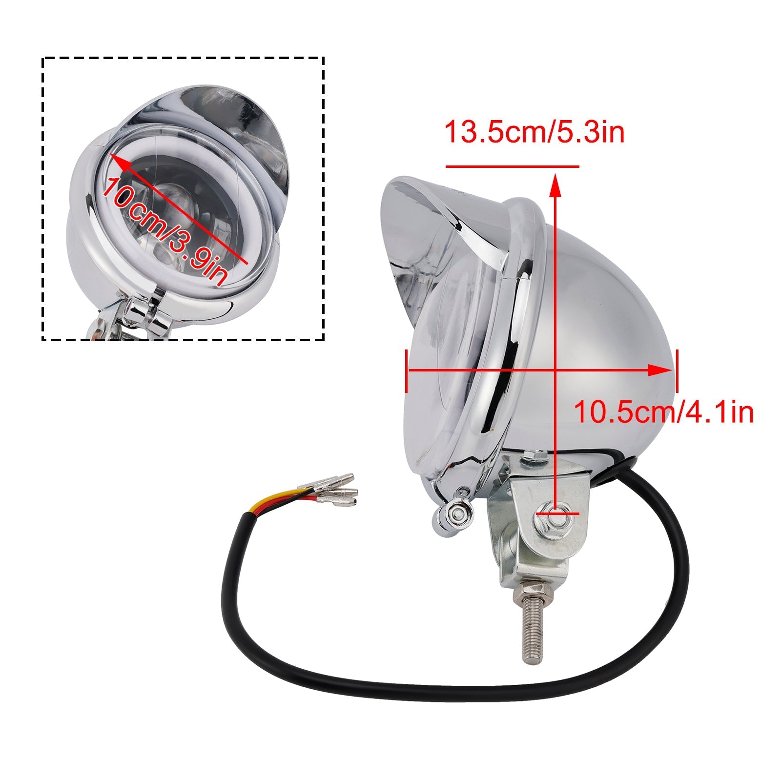 Universal 62mm Chrome Motorcycle Headlight Lamp Spotlight with Color Selector Switch