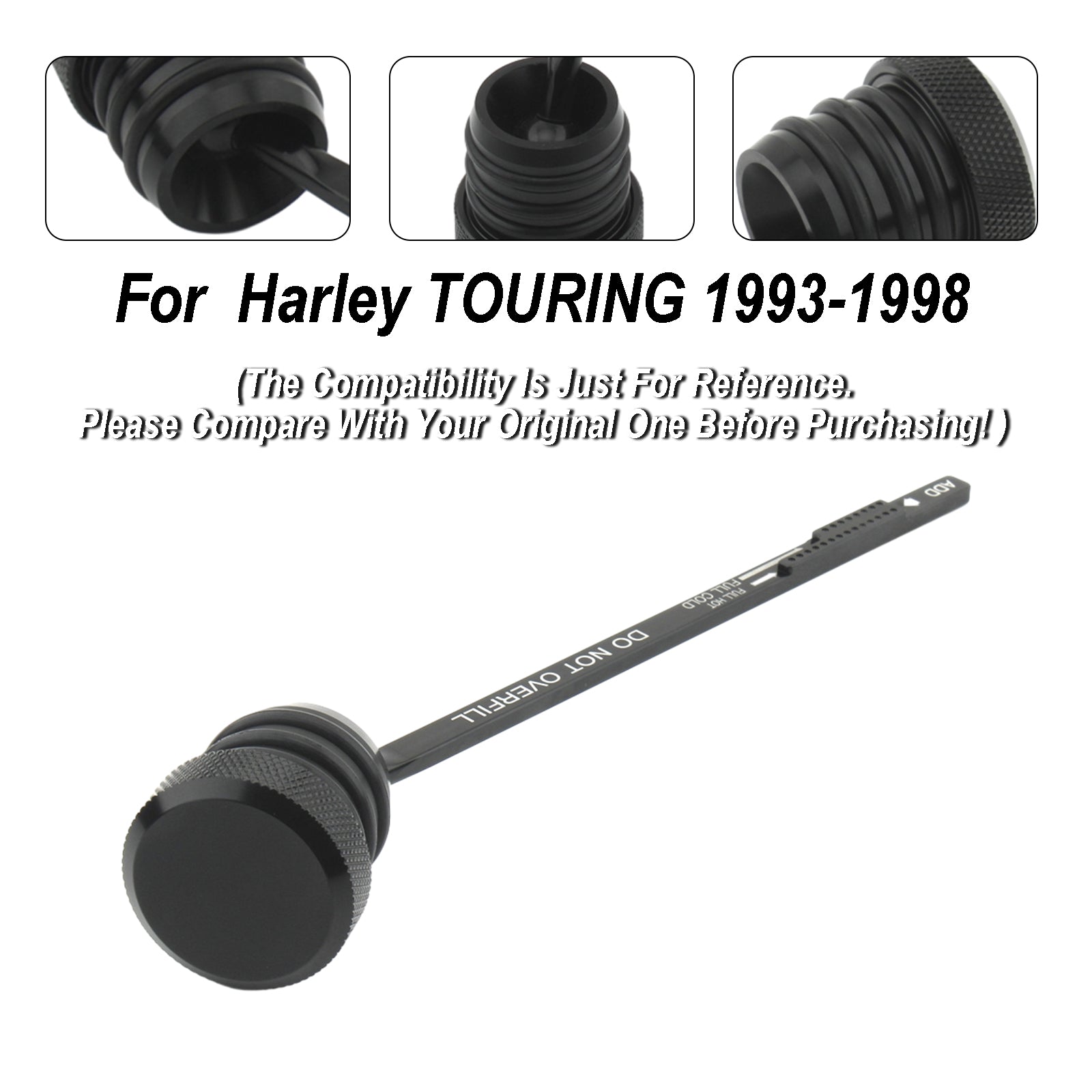 Oil Dipstick Tank Cap Plug for 1993-1998 Harley FLHT FLHS FLTC Touring Models 0710-0002