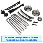 13-Component Timing Chain Assembly Kit Compatible with Ford F-250-F-550 5.4 Liter V8 2000-2010