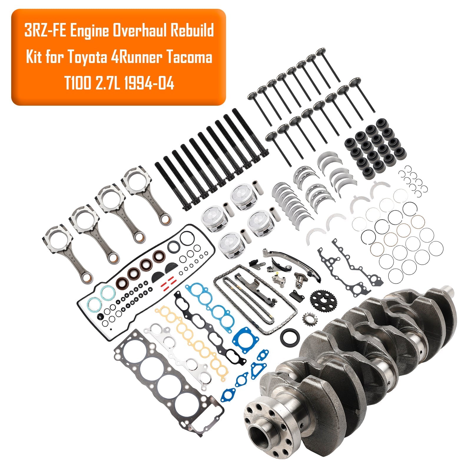 T100 3RZ-FE Engine Rebuild Kit 1994-1998 2.7L L4 DOHC Complete Overhaul 13411-75901