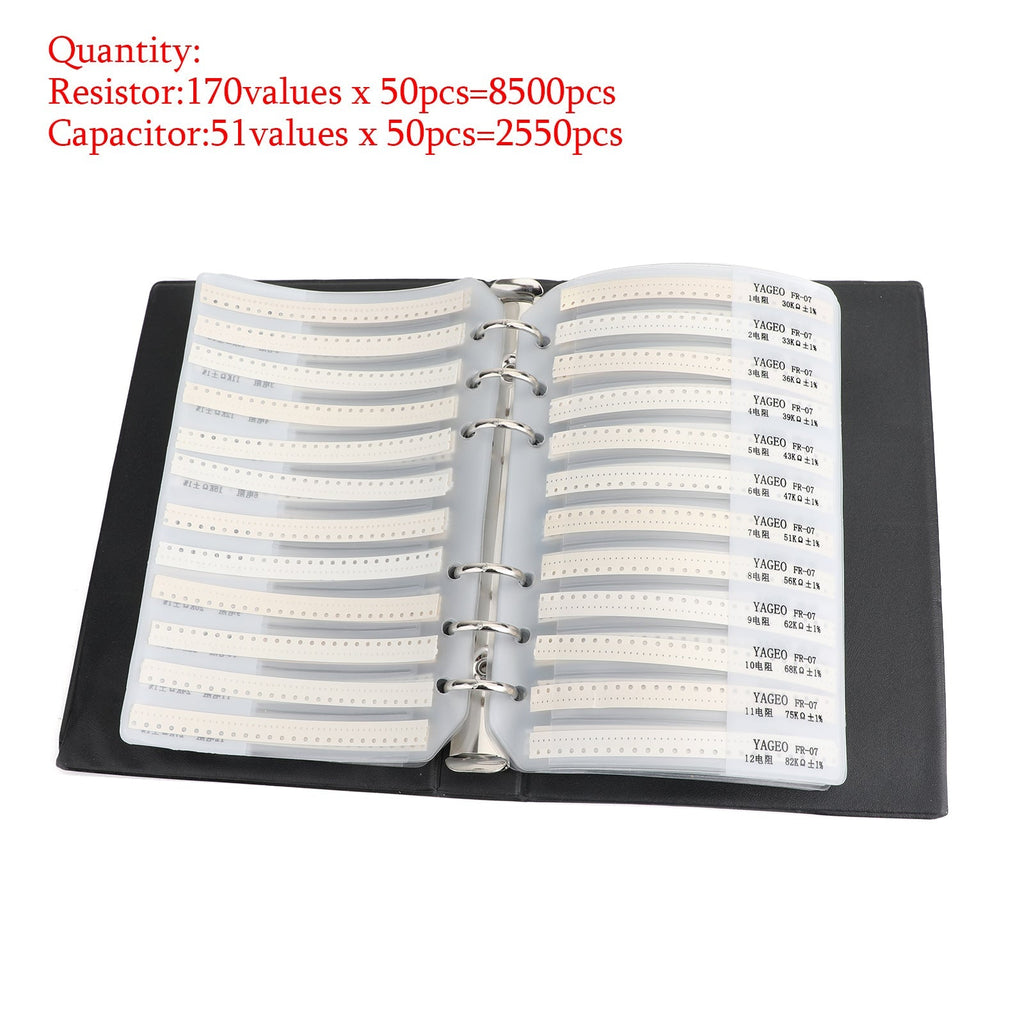 0201 0402 0603 0805 1206 170-Value 1% SMD Resistor and Capacitor Sample Assortment Book