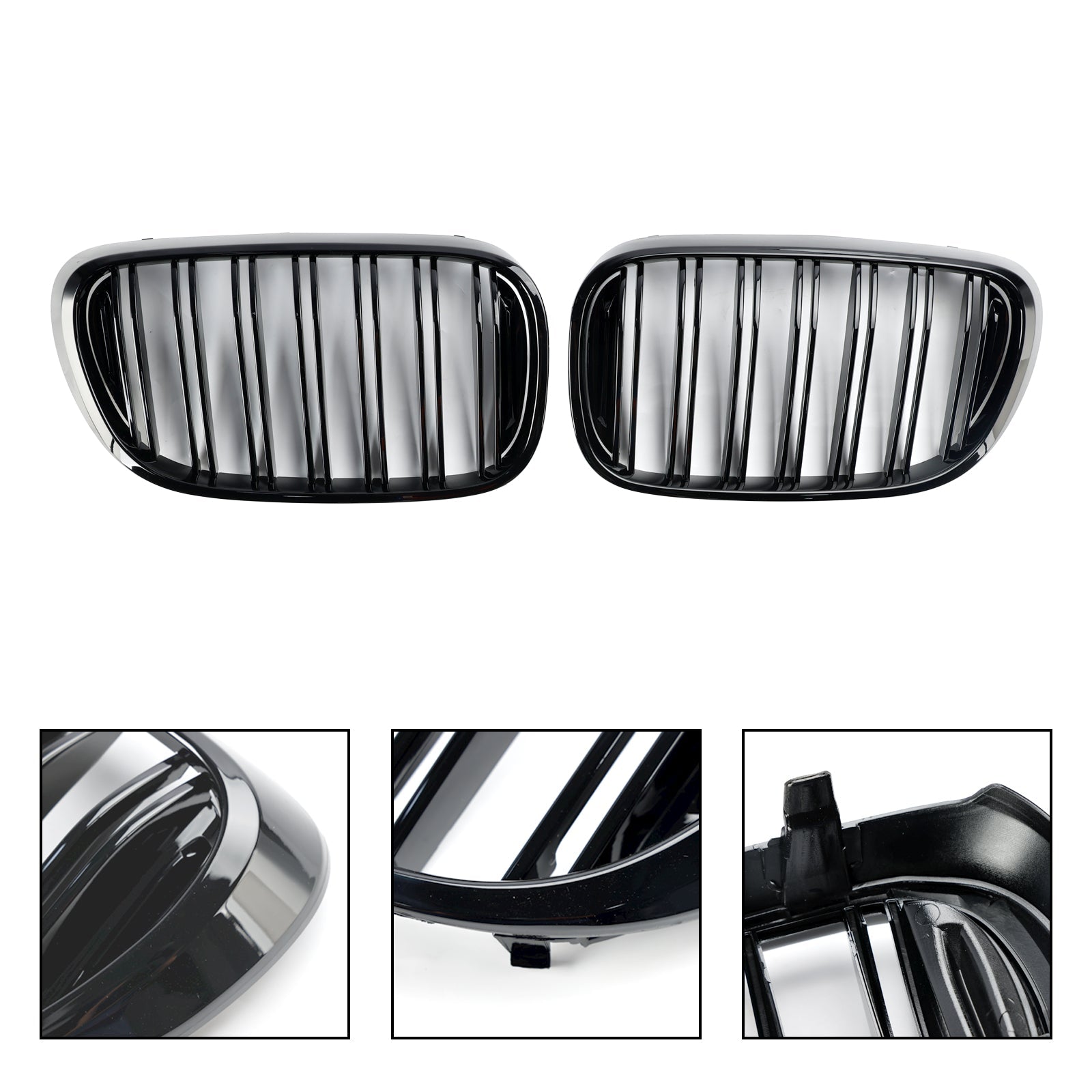 Black 2-Slat Front Kidney Grille for BMW 7 Series G11 Pre-Facelift Sedan 2015-2019