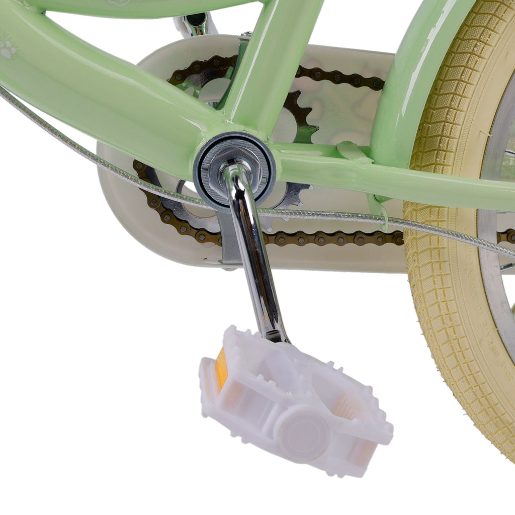 18" Green Girls Bicycle Featuring Auxiliary Wheels, Rear Rack and Cargo Basket