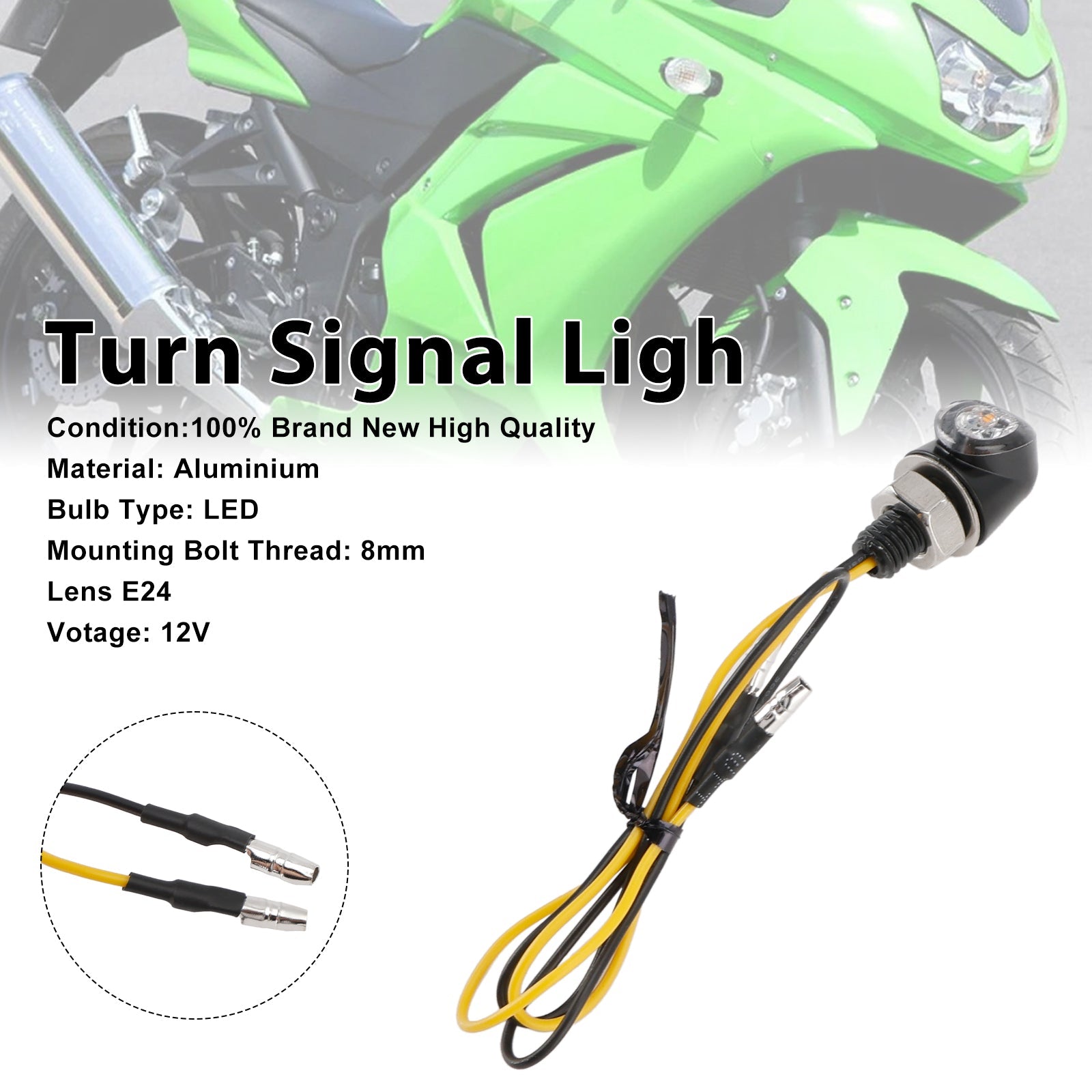 12V Universal Honda Motorcycle 8mm LED Turn Signal Light Indicator