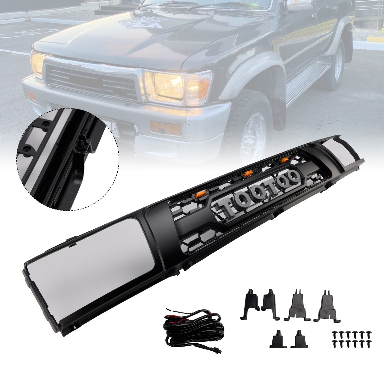 Led Front Grille Bumper for 1992 1993 1994 1995 Toyota 4Runner Matte Black